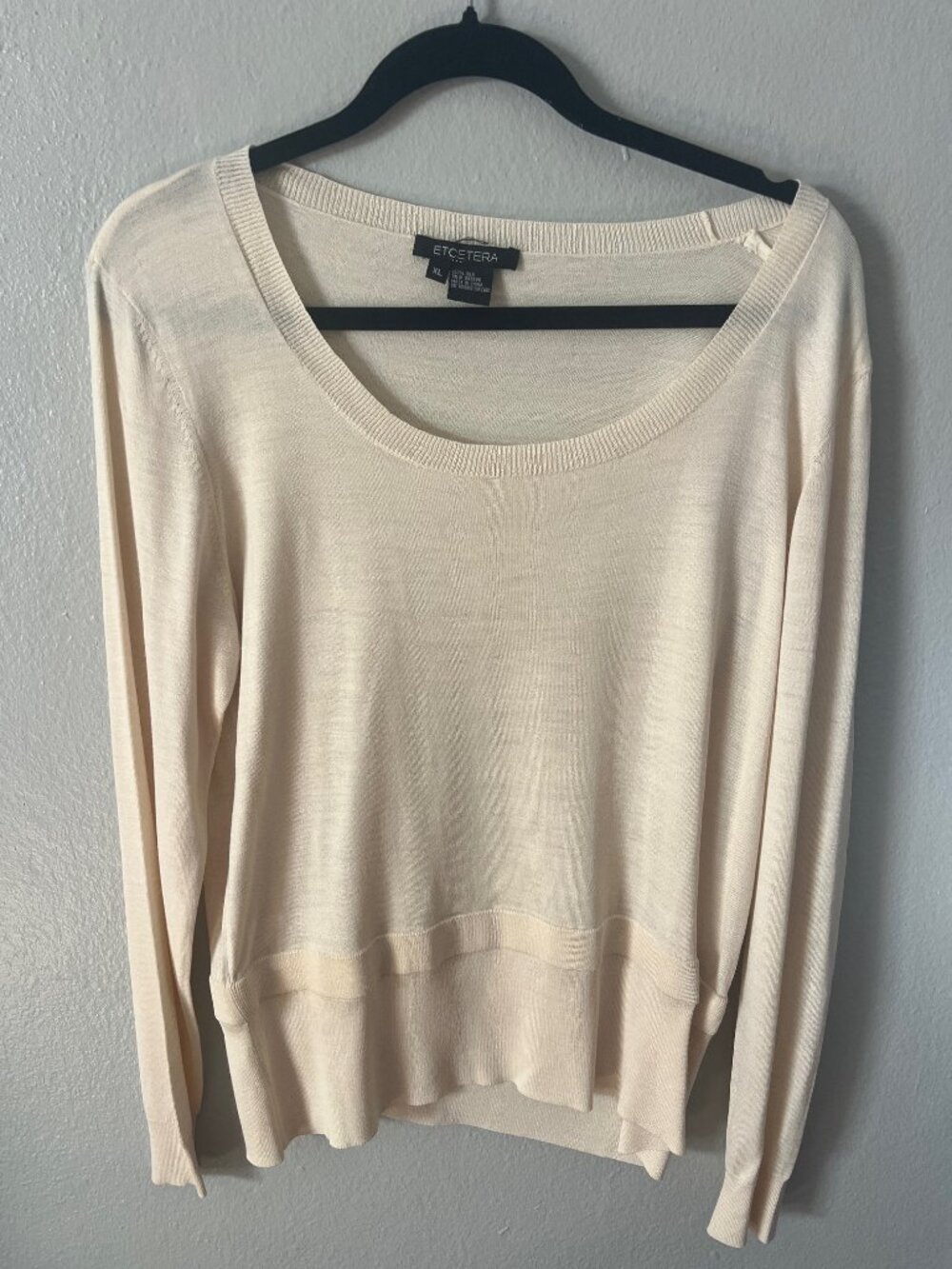 Etcetera 100% Silk Lightweight Sweater - Cream - XL